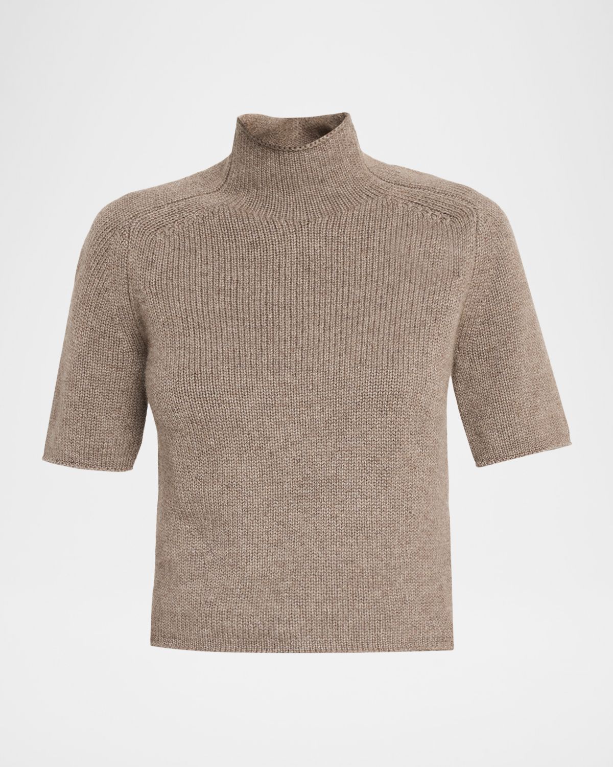Lisa Yang Lexia Mock-Neck Cashmere Short-Sleeve Sweater