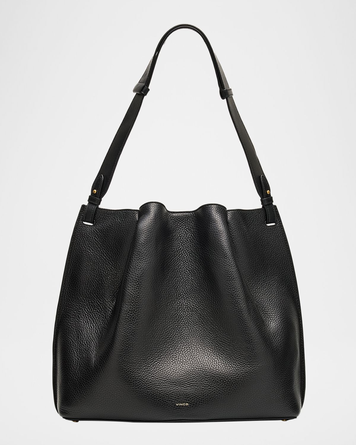Vince Ava Ruched Leather Bucket Bag