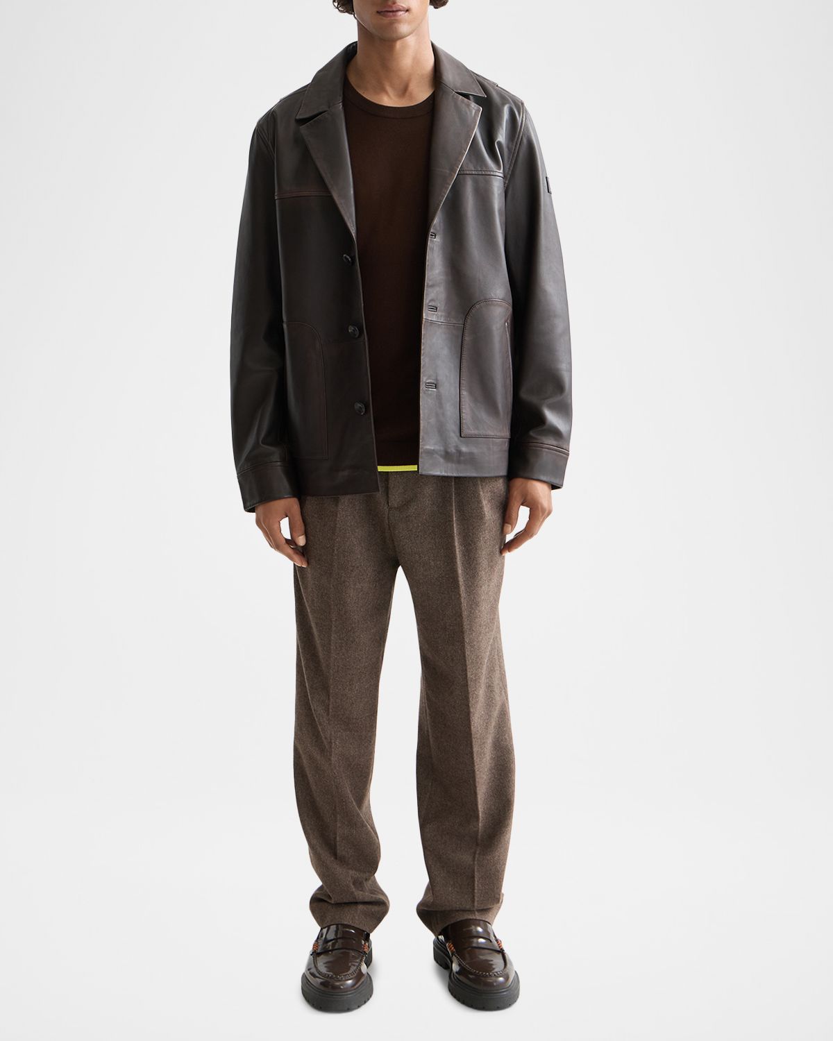 Scotch & Soda Men 's Vintage-Treated Leather Blazer with leeve Label | Thumbnail 5 Scotch & Soda Men 's Vintage-Treated Leather Blazer with leeve Label | Thumbnail 5