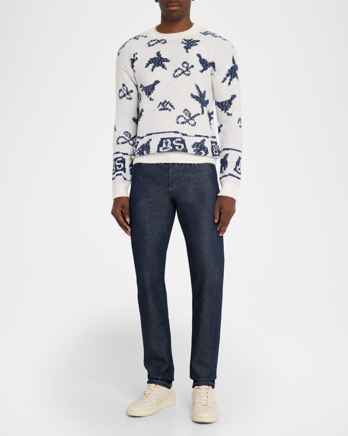 Scotch & Soda Men 's Bird Jacquard Dropped Shoulder Crewneck Sweater | Thumbnail 5 Scotch & Soda Men 's Bird Jacquard Dropped Shoulder Crewneck Sweater | Thumbnail 5