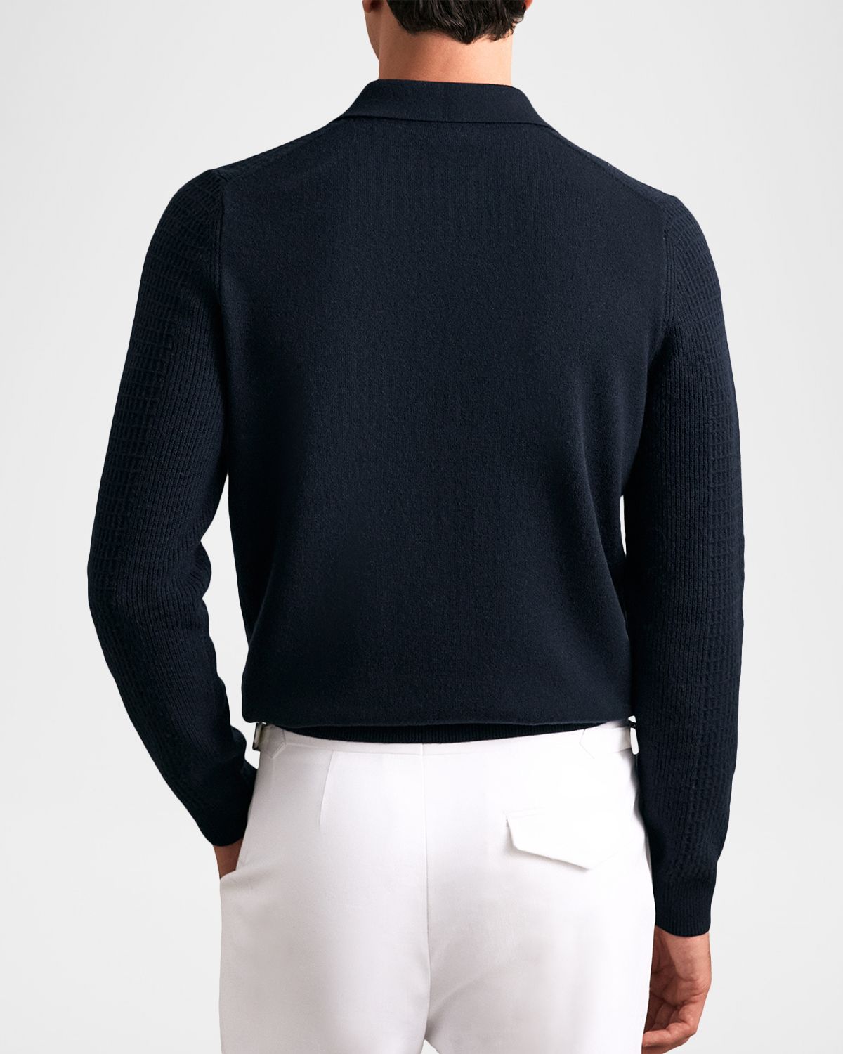 Reiss Men 's Hamilton Wool Waffle-Knit Half-Zip Polo Shirt