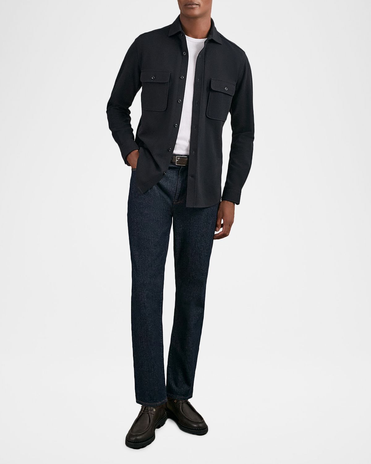 Reiss Men 's Forsithe Textured Twin Pocket Cotton-Blend Overshirt