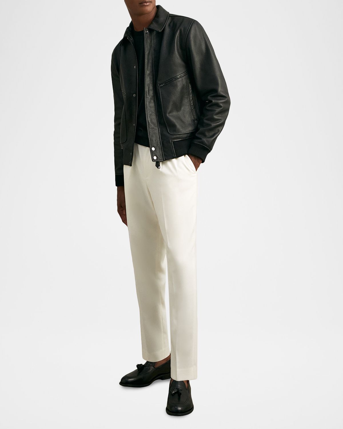 Reiss en 's Purleigh Grained Leather Full-Zip Jacket