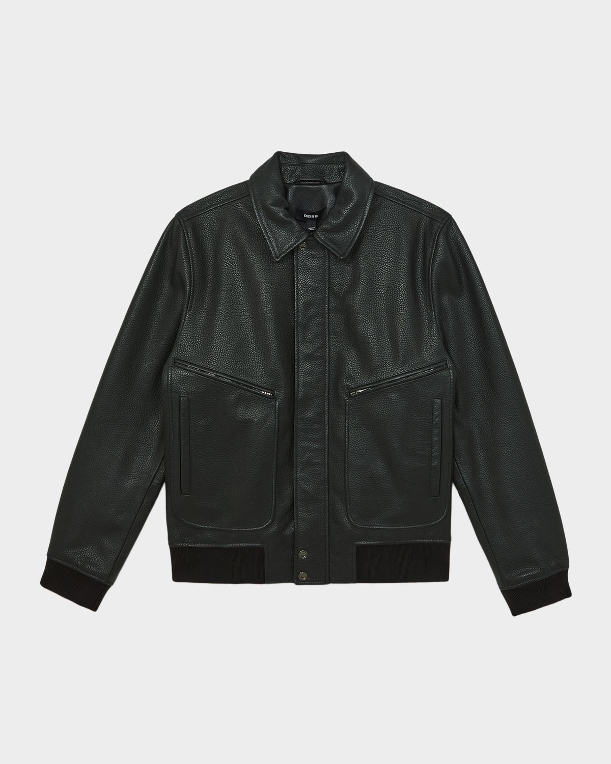 Reiss en 's Purleigh Grained Leather Full-Zip Jacket