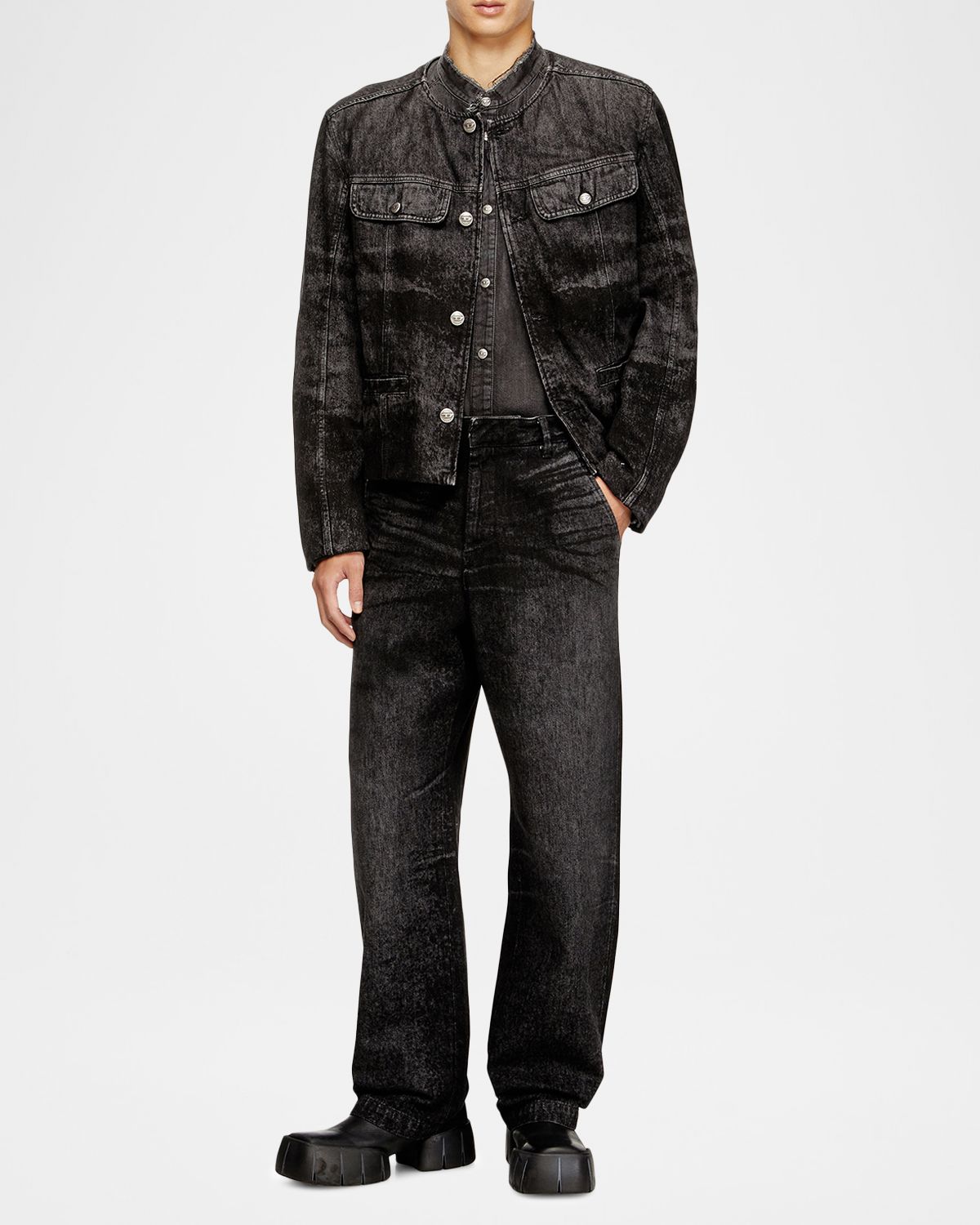 Diesel Men 's Denim Cropped Jacket - Men's Clothing