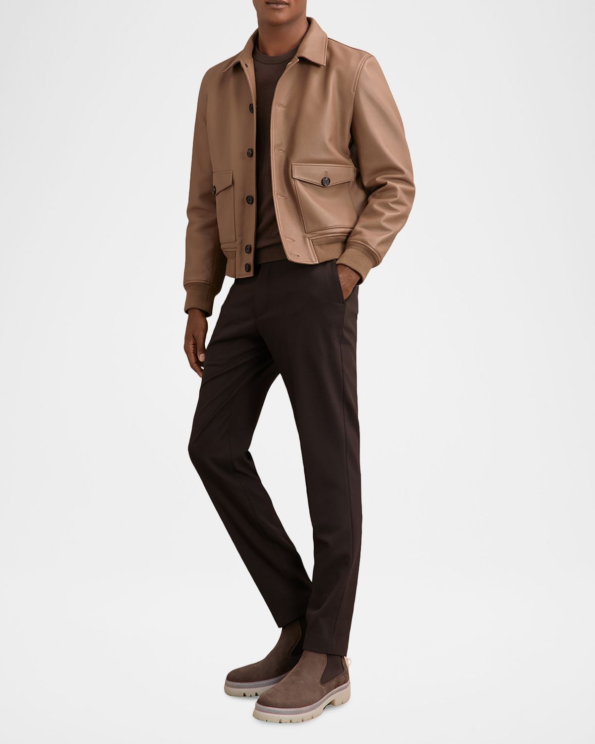 Reiss Men 's Harrington Tumbled eather Jacket