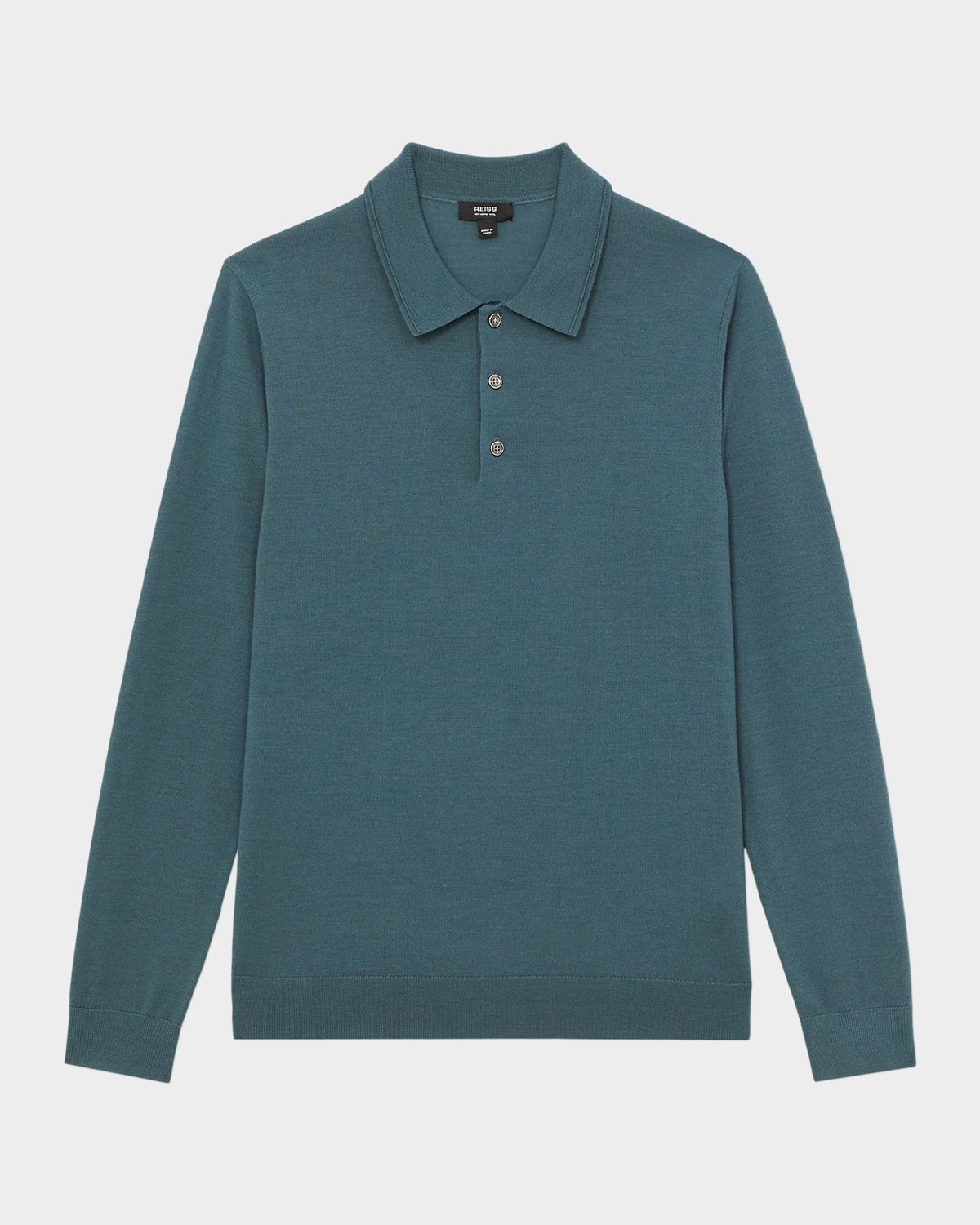 Reiss Men 's Trafford Merino Wool Long-Sleeve Polo Shirt | Thumbnail 6 Reiss Men 's Trafford Merino Wool Long-Sleeve Polo Shirt | Thumbnail 6
