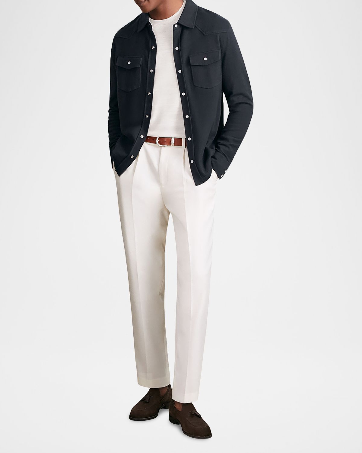 Reiss en 's Ledger Cotton and Cashmere Western Knit Overshirt