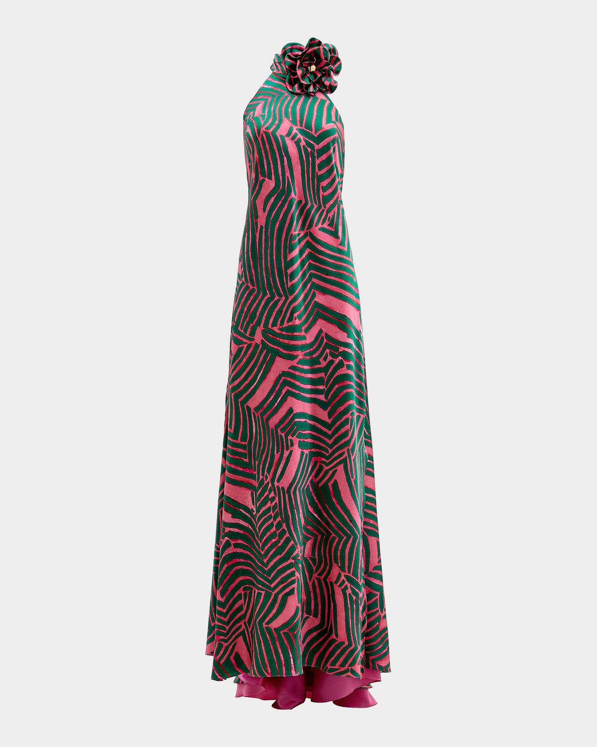 Silvia Tcherassi Tila Printed Silk-Blend Halter Gown