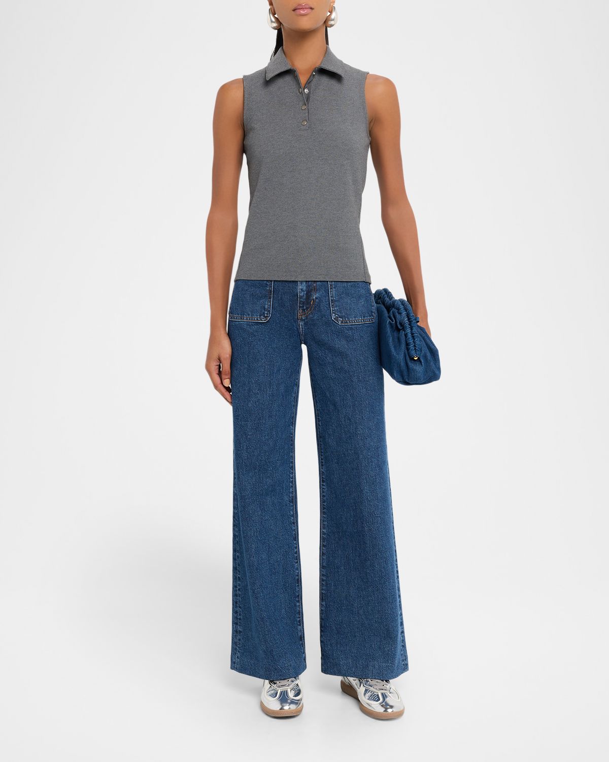 Rag & Bone Irina Sleeveless Ponte Polo Shirt