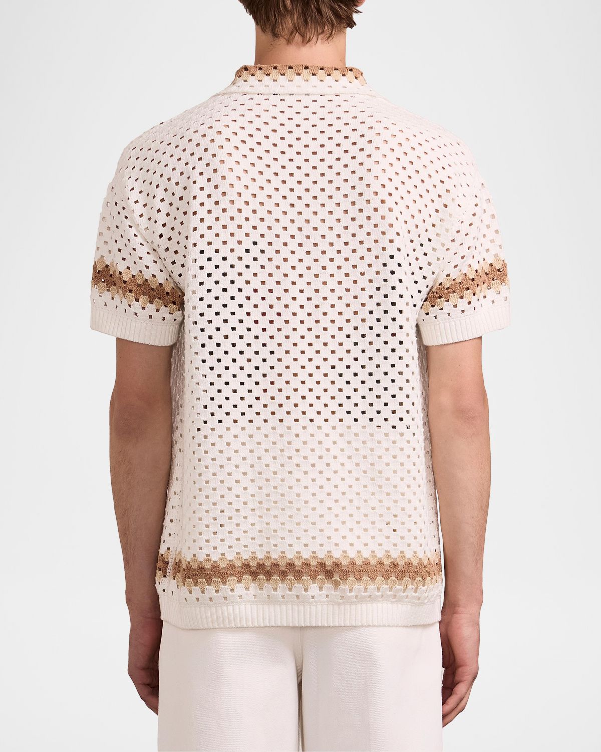 Frescobol Carioca Men 's Marques Cotton Crochet Camp Shirt | Thumbnail 3 Frescobol Carioca Men 's Marques Cotton Crochet Camp Shirt | Thumbnail 3
