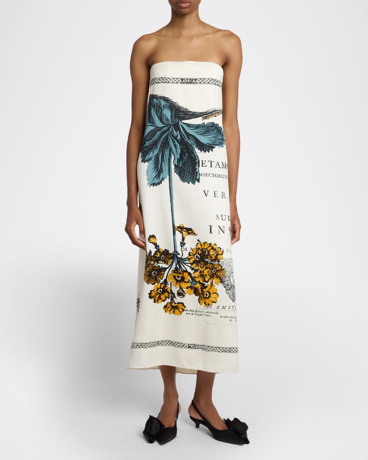 Erdem Floral Print Duchess Sleeveless Midi Dress