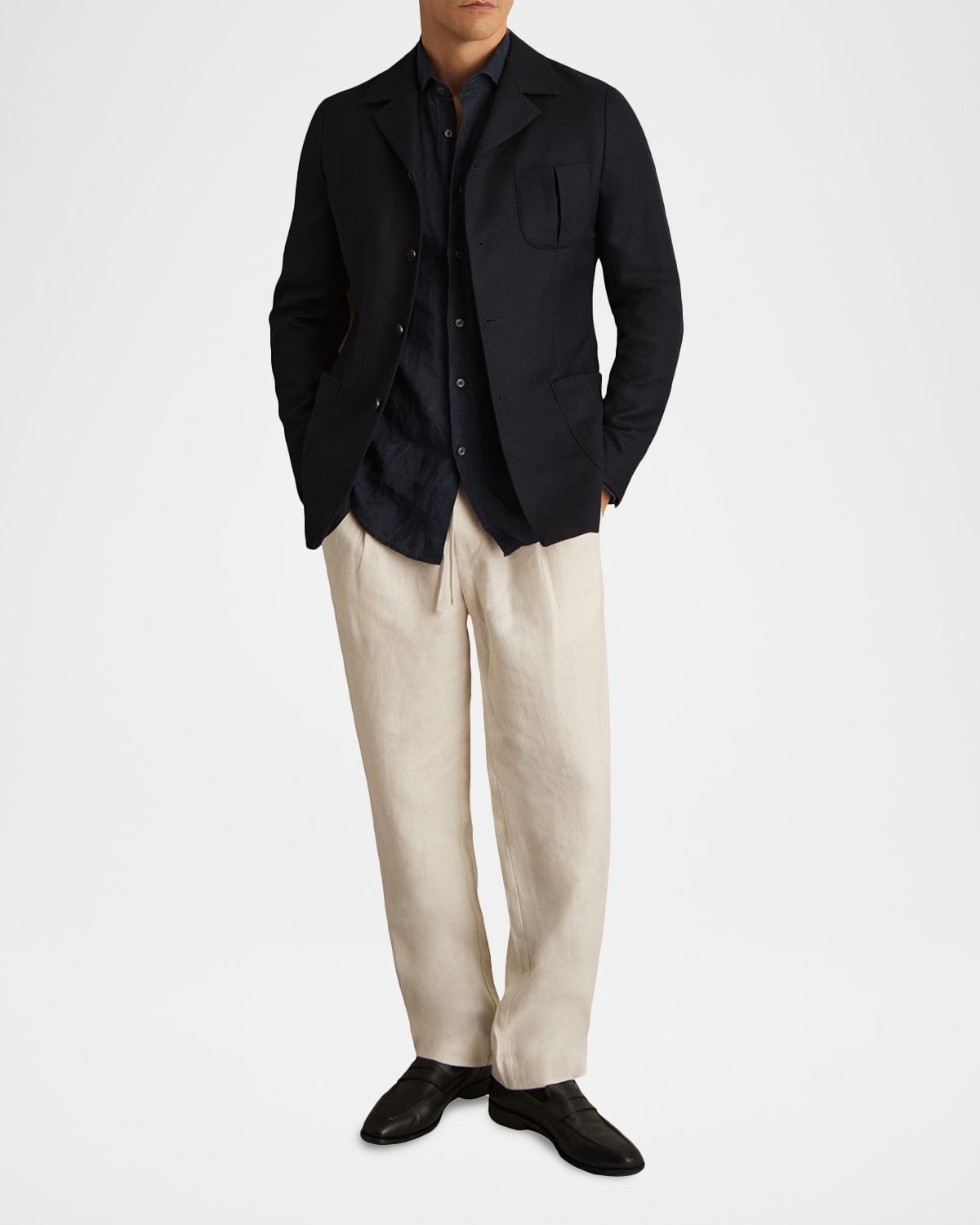 Reiss Men 's Wool-Blend Slim-Fit Navy Jacket