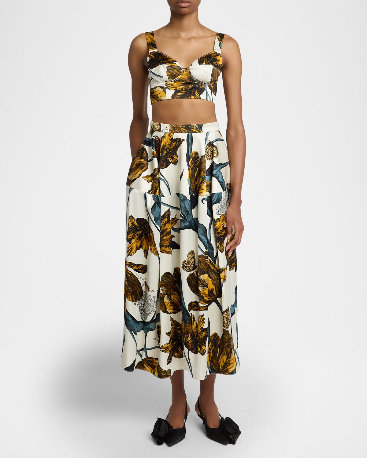 Erdem Floral-Print Duchess Midi Skirt