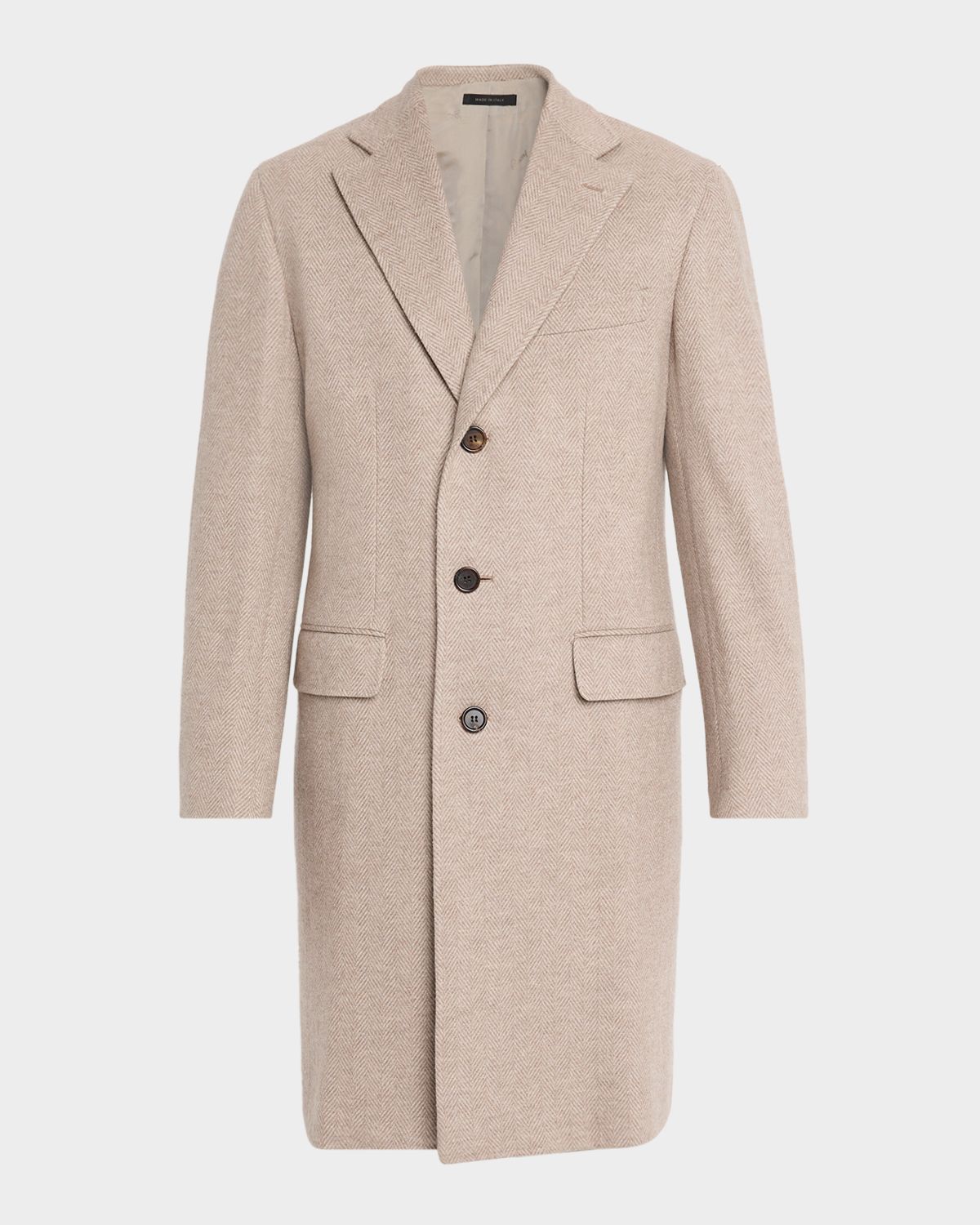 Brioni Men 's Solferino Cashmere Herringbone Overcoat