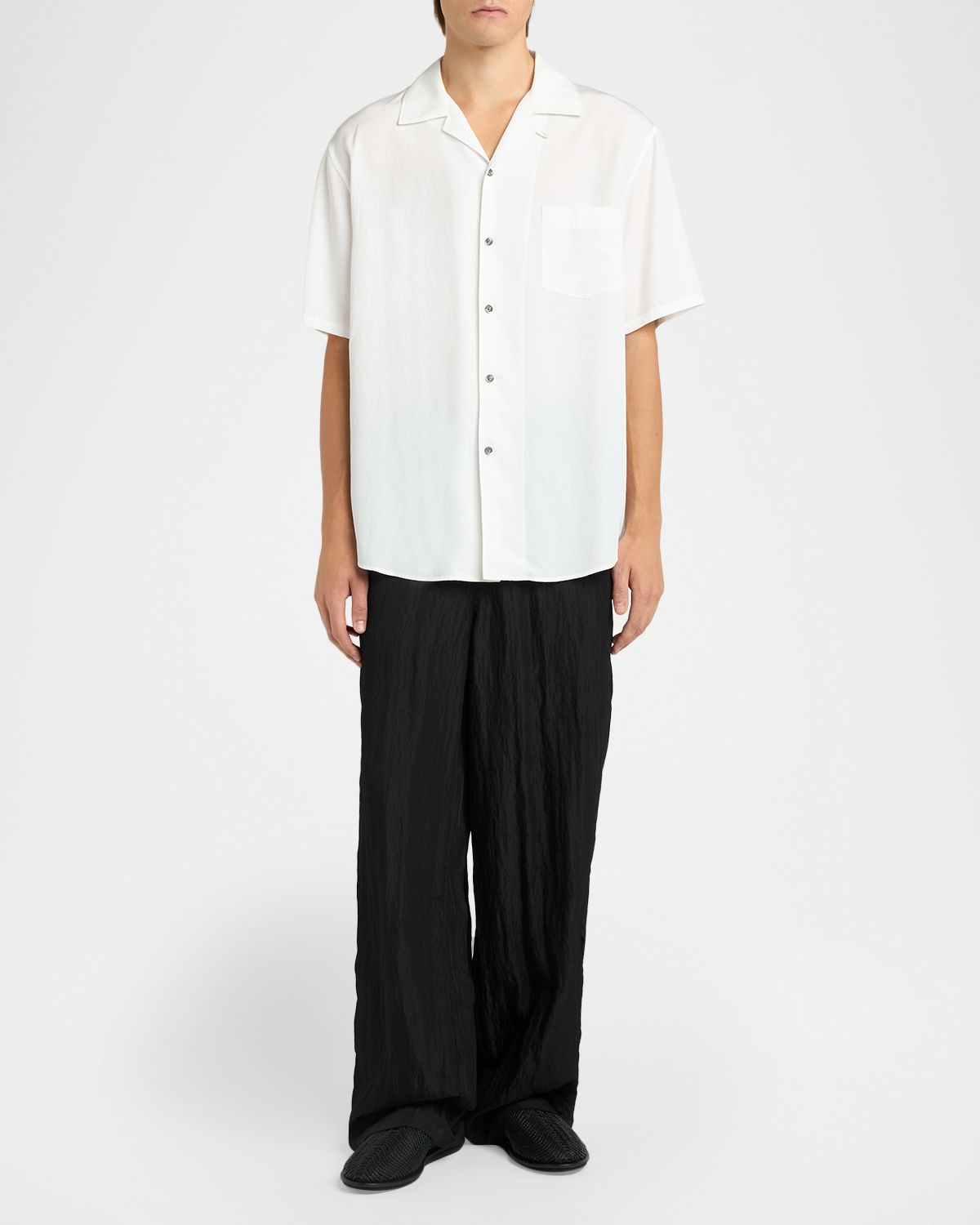 Giorgio Armani Men 's Viscose and Nylon Pocket Short-Sleeve Shirt