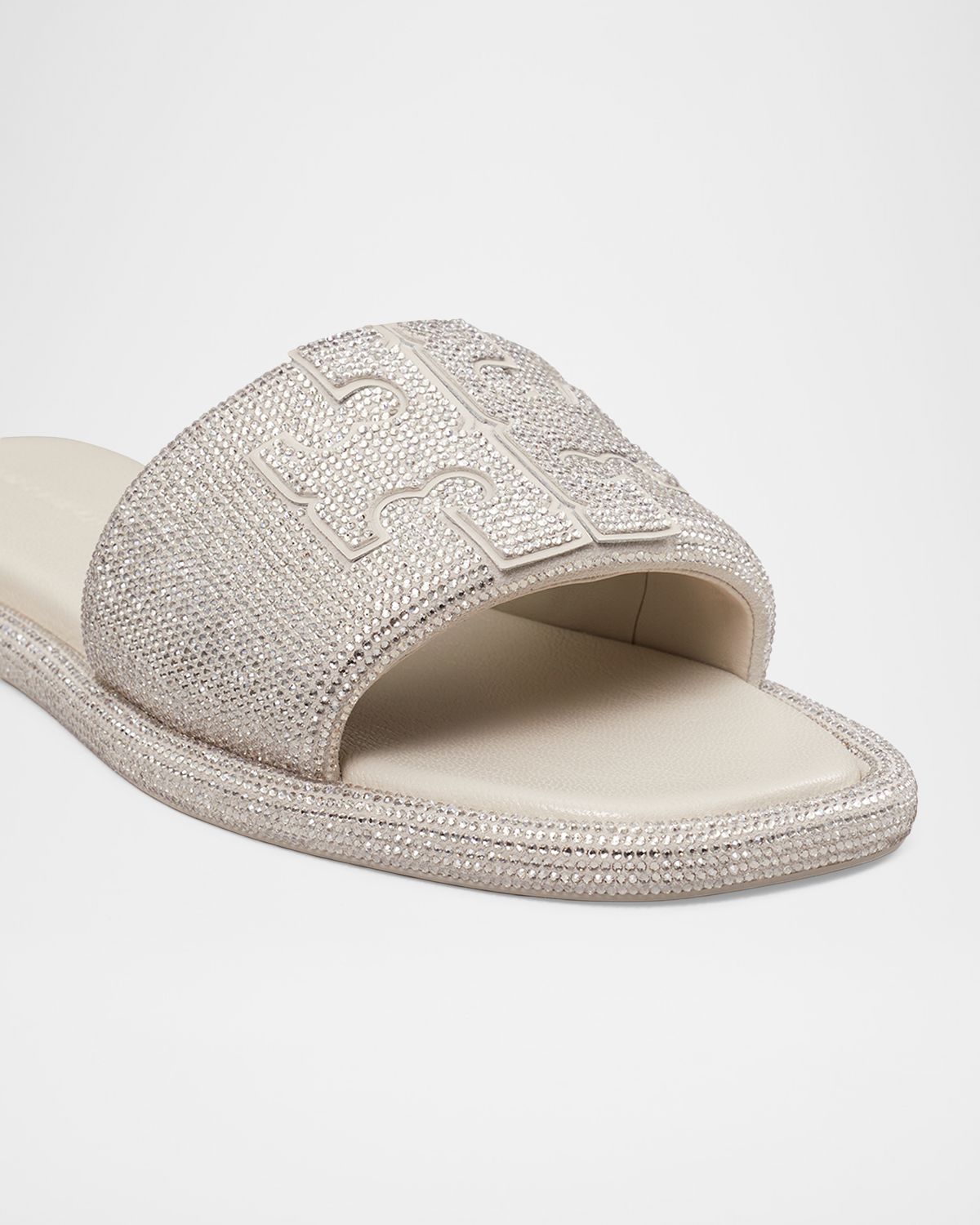 Tory Burch Double T Pave Leather Slide Sandals | Thumbnail 2 Tory Burch Double T Pave Leather Slide Sandals | Thumbnail 2