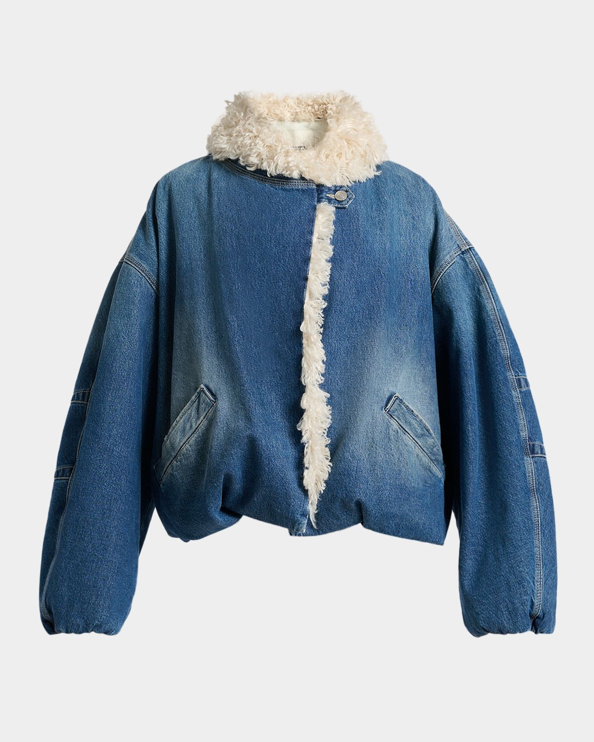 Isabel Marant Charone Short Denim Jacket with Faux Fur Trim | Thumbnail 6 Isabel Marant Charone Short Denim Jacket with Faux Fur Trim | Thumbnail 6