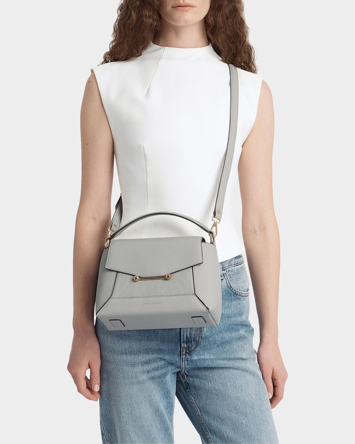 STRATHBERRY Mosaic Grain Leather Top-Handle Bag