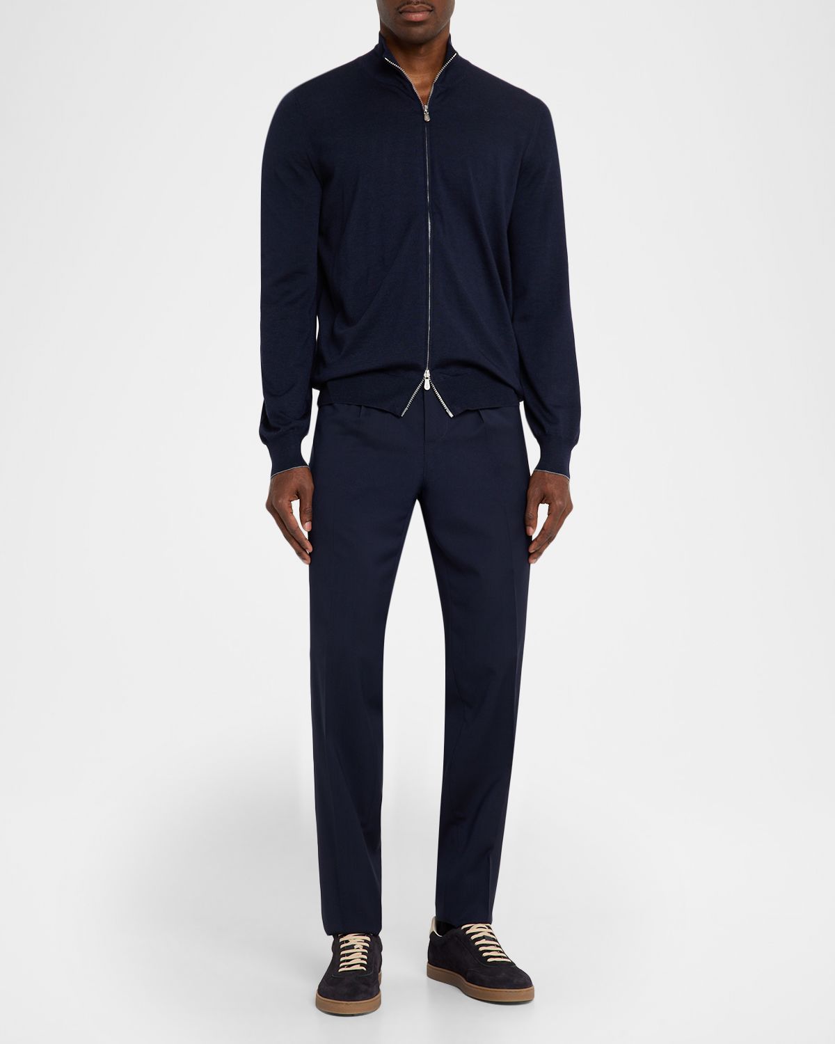 Brunello Cucinelli Men 's Virgin Wool Sharkskin Pleated Trousers | Thumbnail 5 Brunello Cucinelli Men 's Virgin Wool Sharkskin Pleated Trousers | Thumbnail 5
