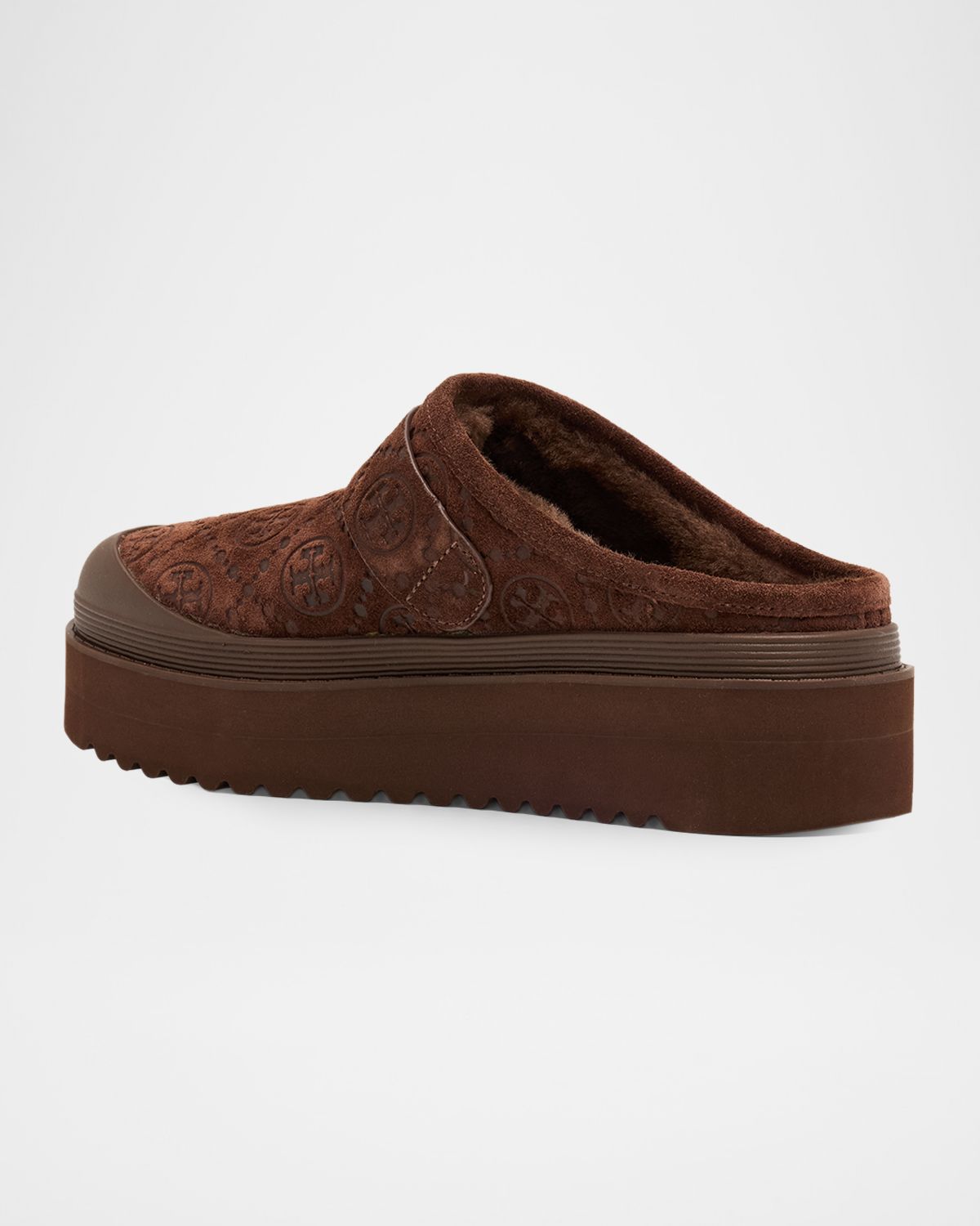 Tory Burch Mellow Shearling Platform T Monogram Mules | Thumbnail 4