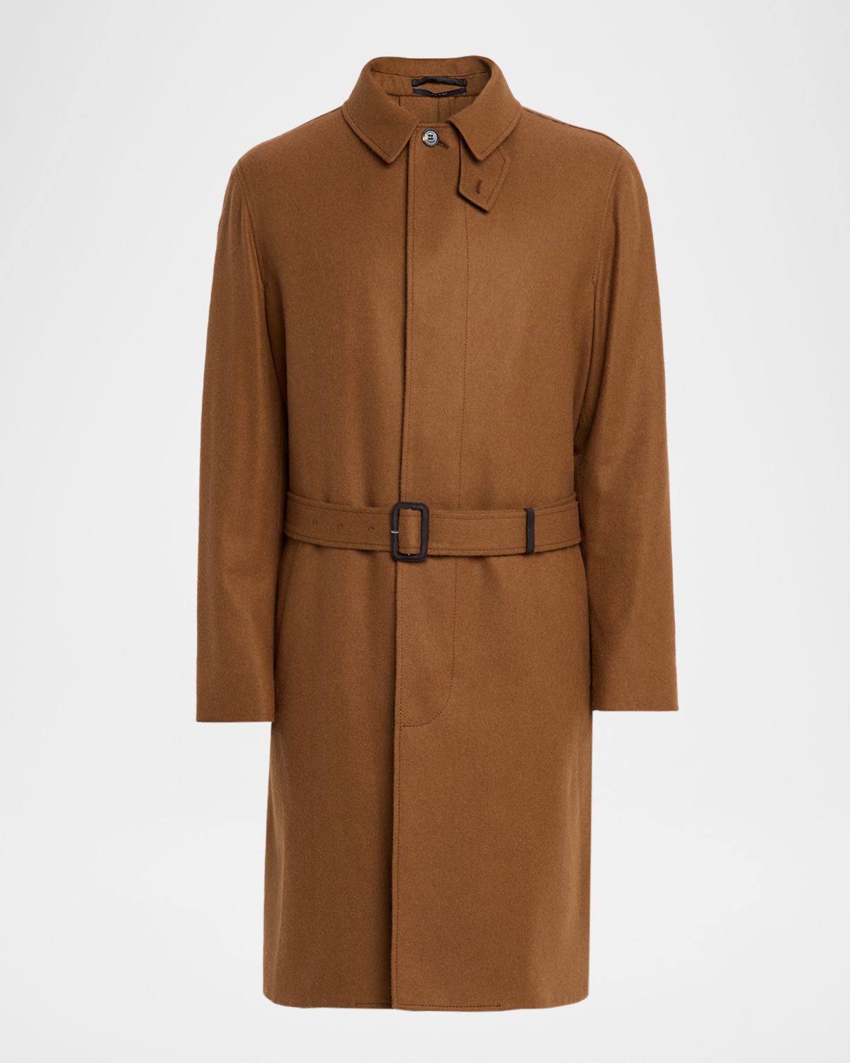 dunhill Men 's Balmacaan Camel Wool Coat