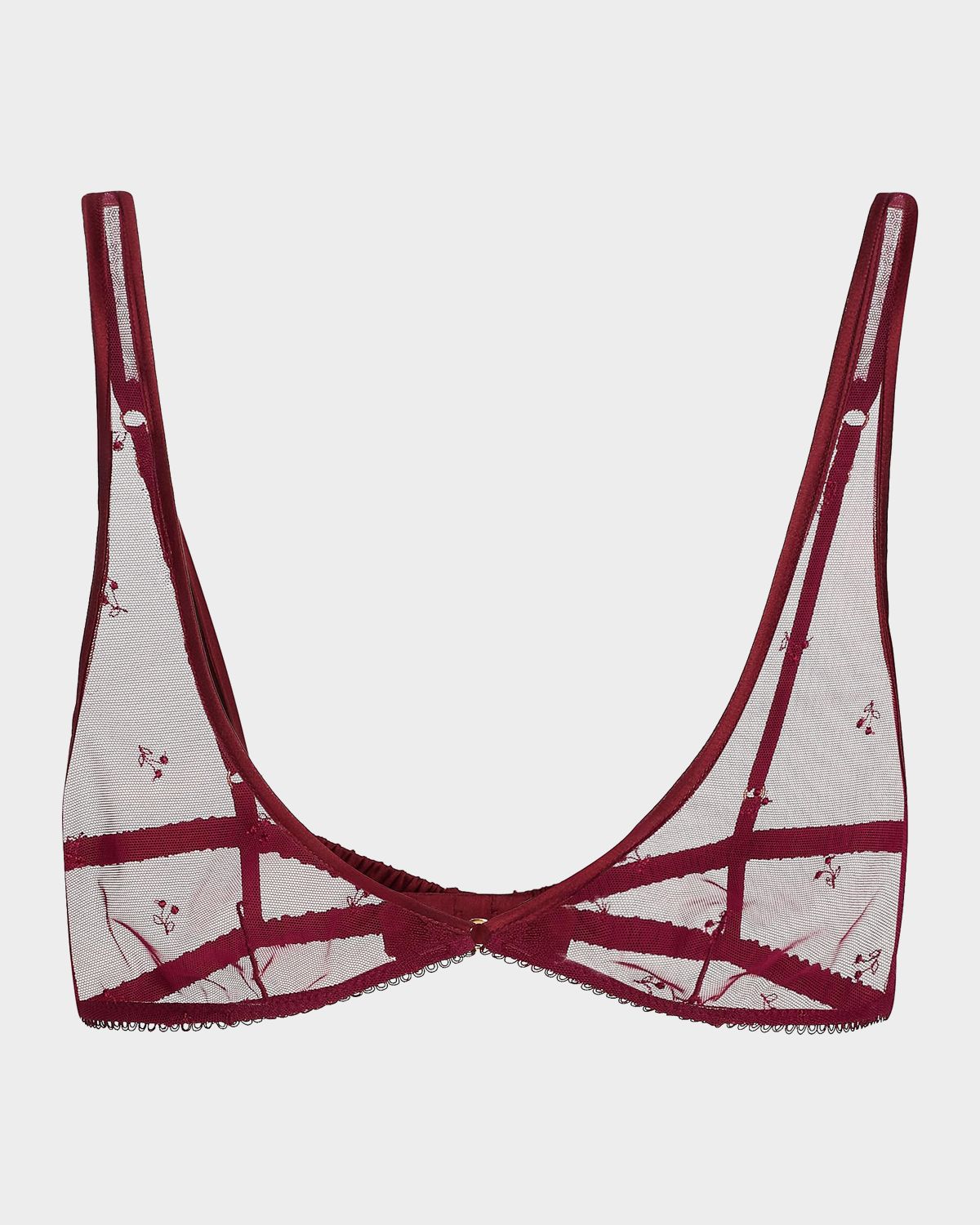 Kiki De Montparnasse Cerise Cherry-Embroidered Mesh Bra