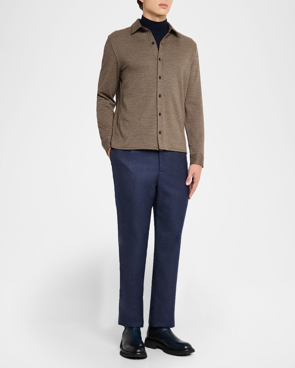 Vince Men 's Houndstooth Cotton-Blend Button-Down Shirt