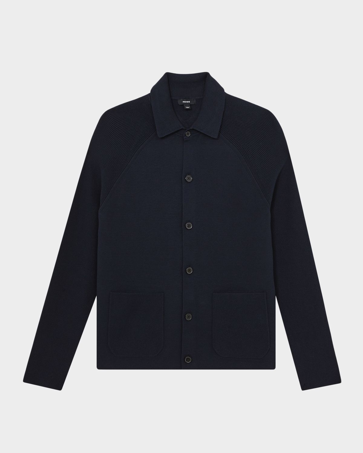 Reiss Men 's Fitzgerald Ribbed-Sleeve Button-Down Shirt | Thumbnail 6 Reiss Men 's Fitzgerald Ribbed-Sleeve Button-Down Shirt | Thumbnail 6