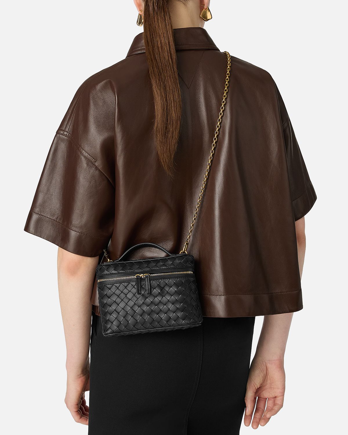 Bottega Veneta Small Soft Vanity Intrecciato Leather Crossbody Bag