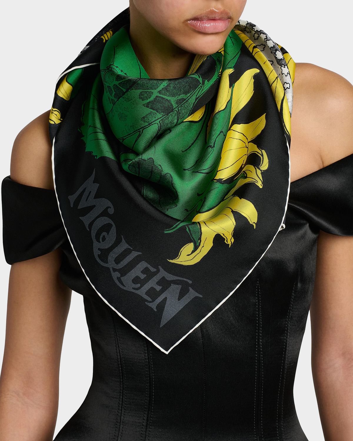 McQueen Exploded Sunflower Silk Twill Scarf - Women's Accessories