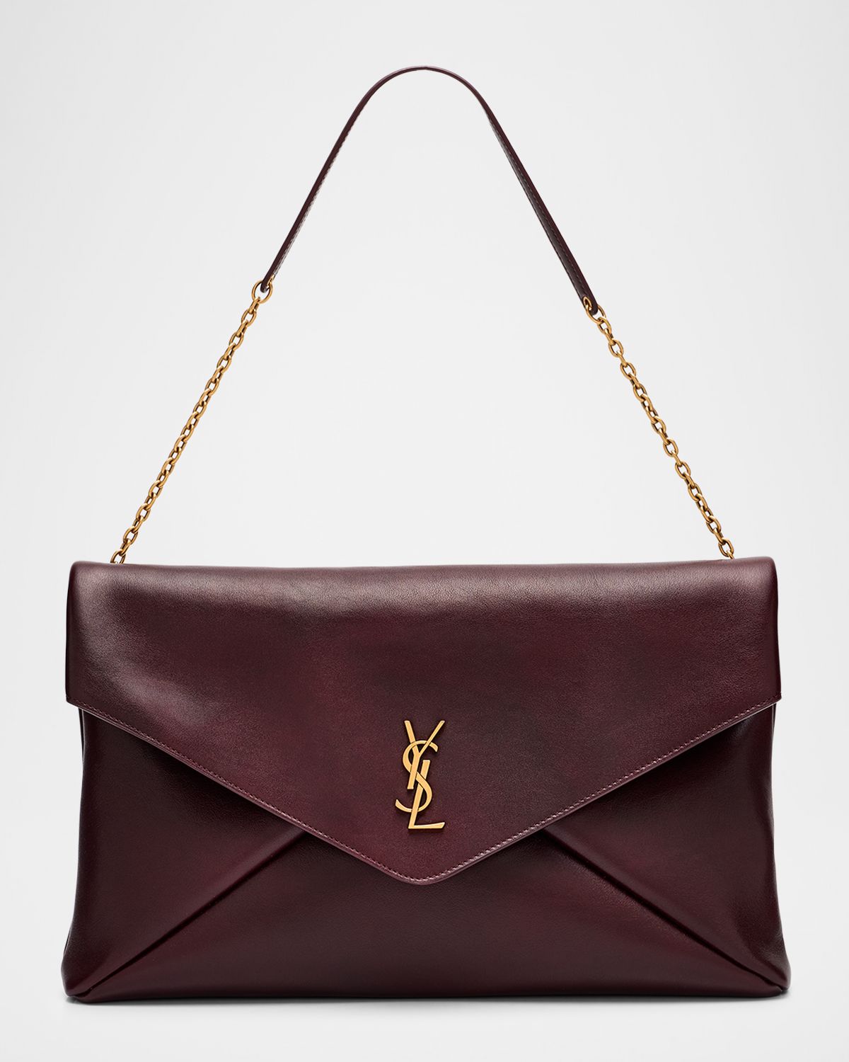 Saint Laurent Cassandre YSL Envelope Flap Shoulder Bag in Leather