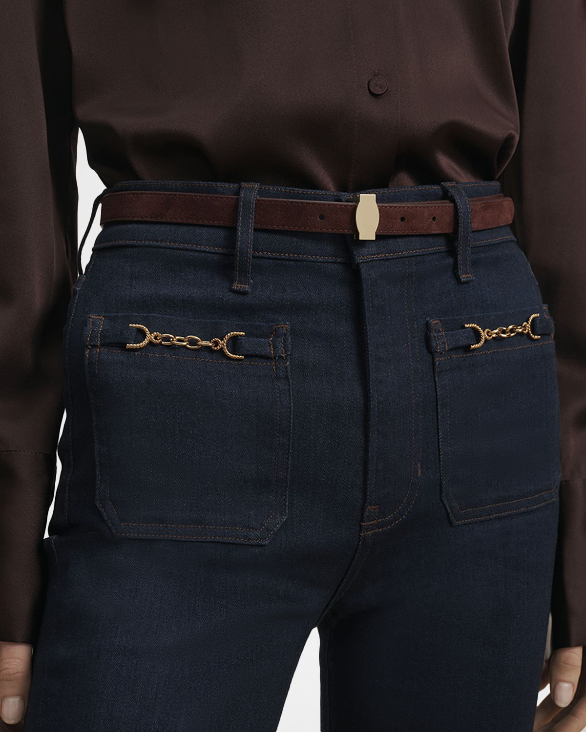 Veronica Beard Dash Croc-Embossed Leather Belt