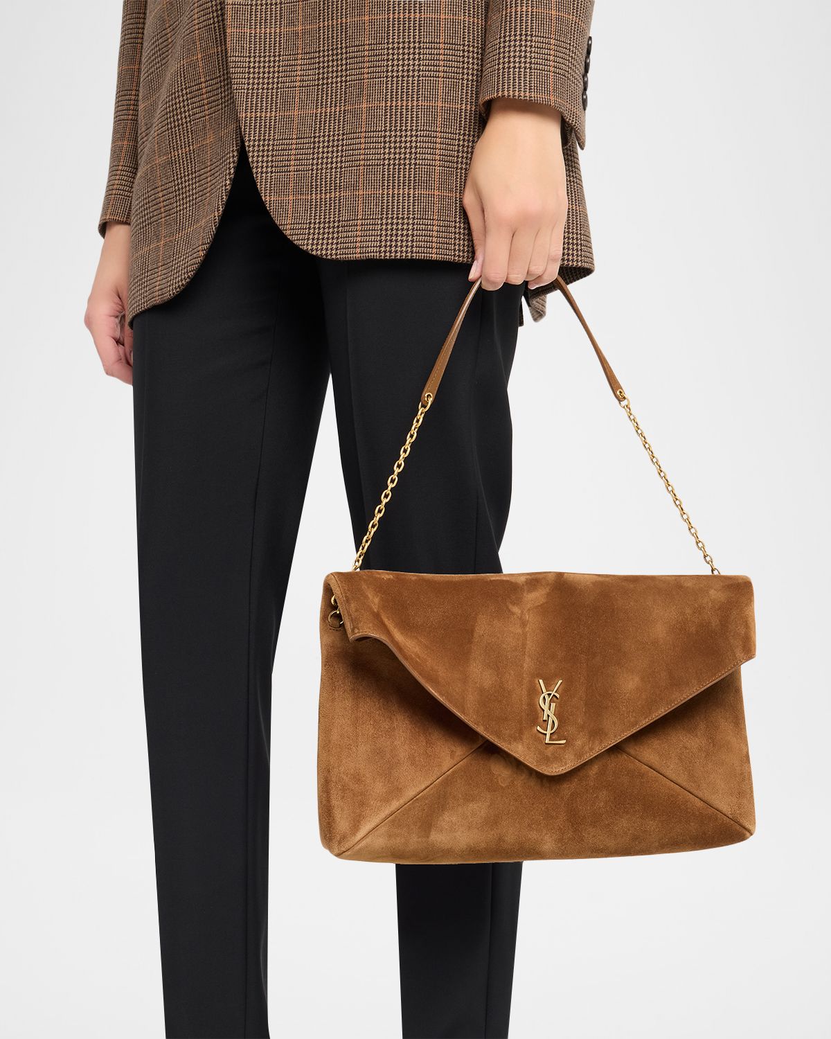 Saint Laurent Cassandre YSL Envelope Flap Shoulder Bag in Suede | Thumbnail 6