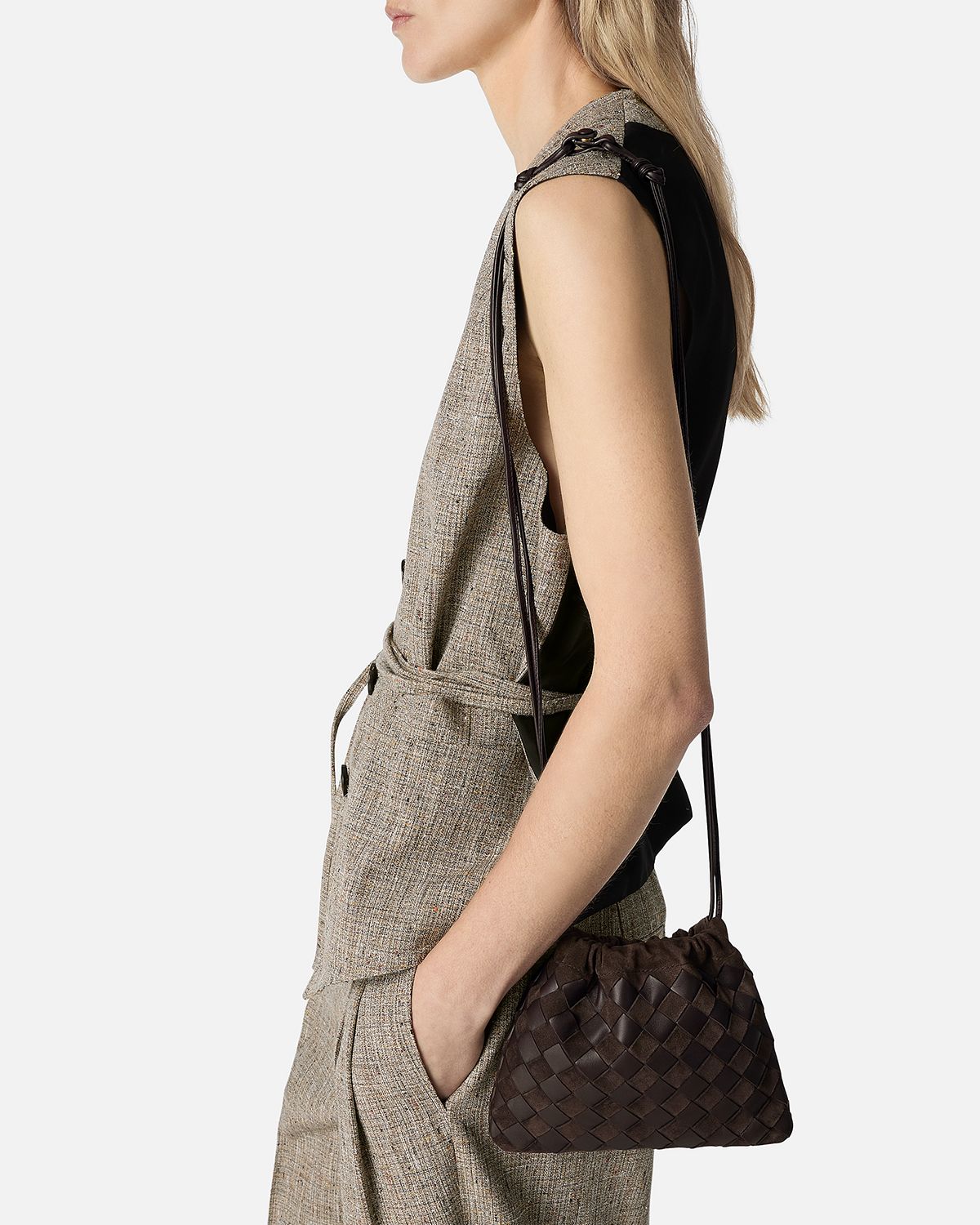 Bottega Veneta Small Leather & Suede Pouch Bag