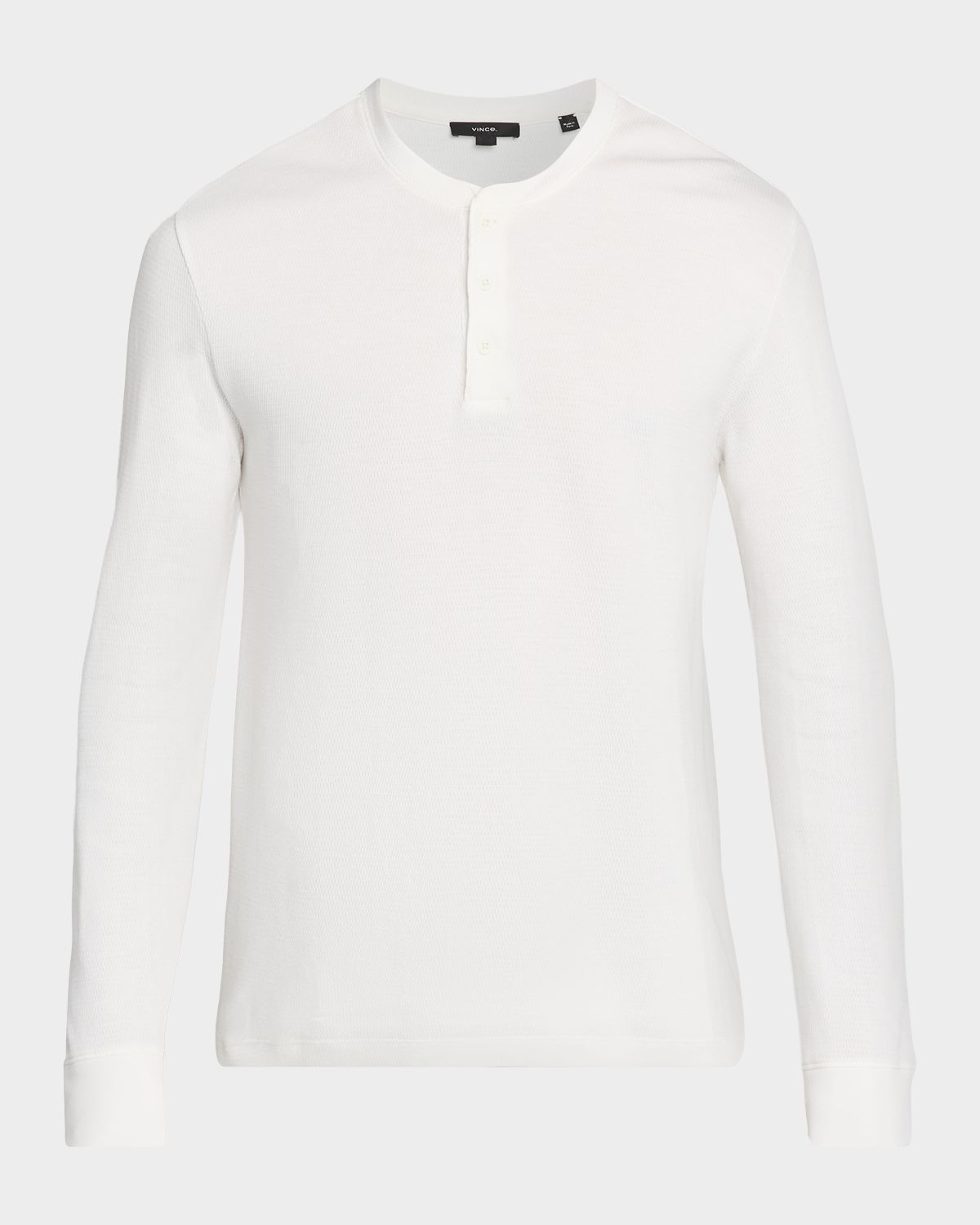 Vince Men 's Jacquard-Rib Cotton Long-Sleeve Henley T-Shirt