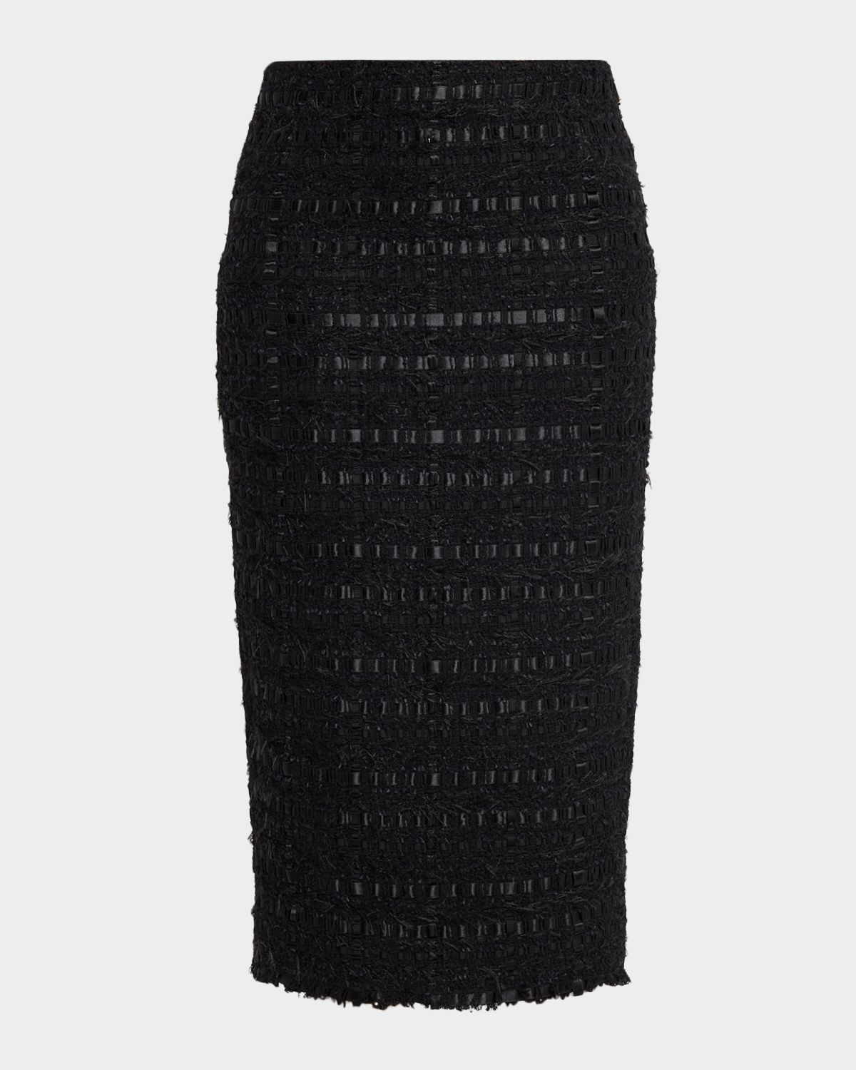 Thom Browne Satin Ribbon Tweed Frayed Hobble Skirt