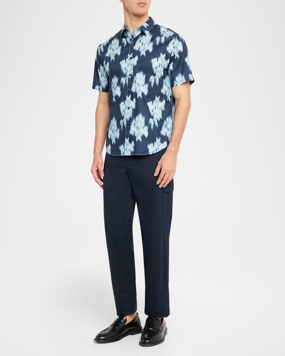 Vince Men 's Blurred Roses Short-Sleeve Shirt