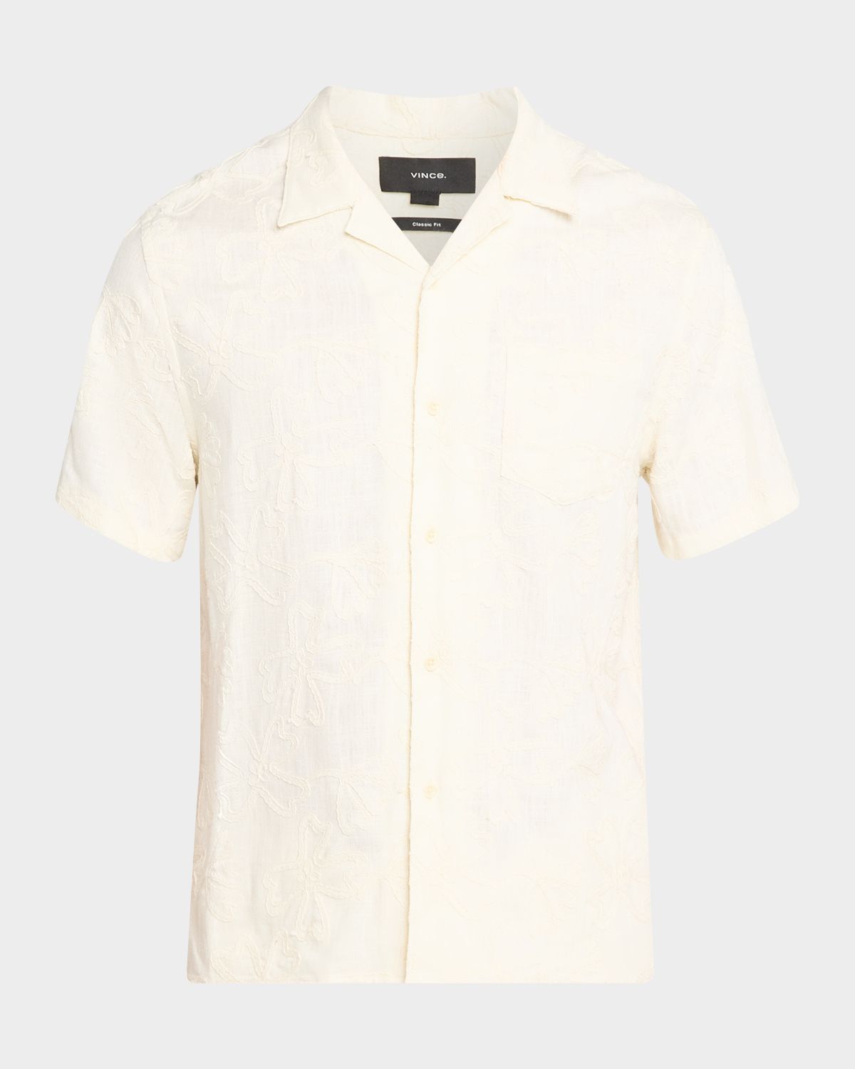 Vince Men 's Tonal Floral Embroidered Short-Sleeve Shirt
