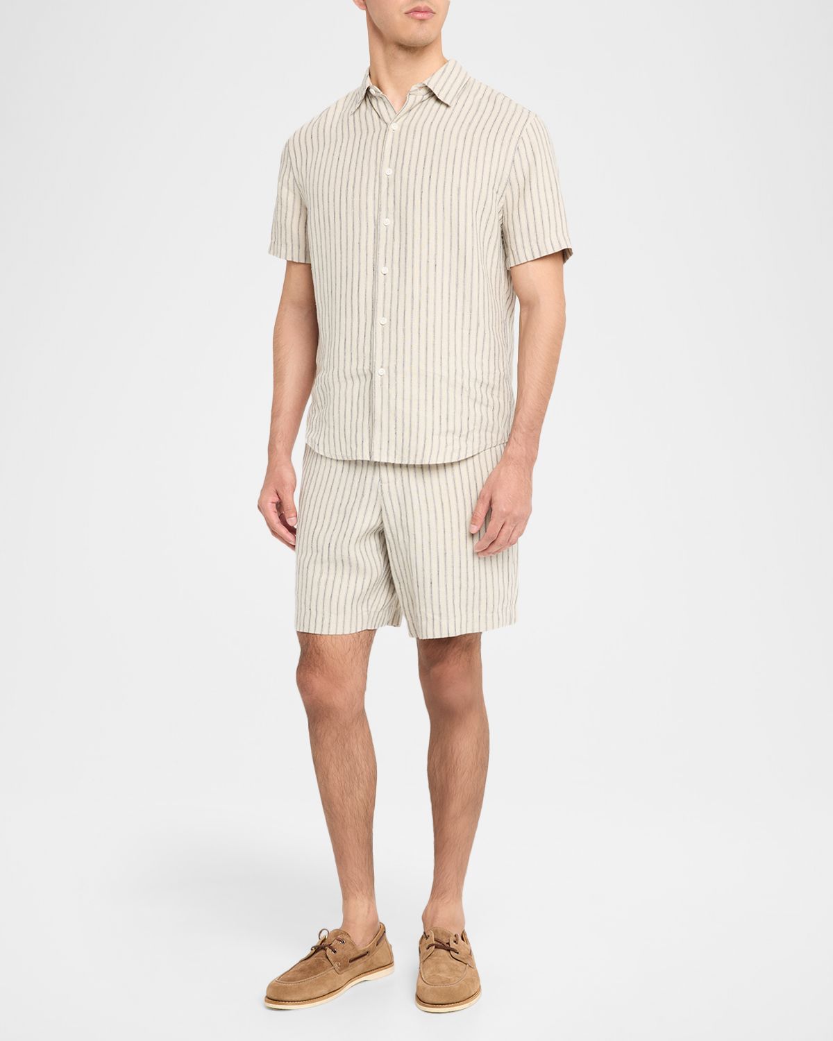Vince Men 's Ballstone Stripe Hemp Short-Sleeve Shirt