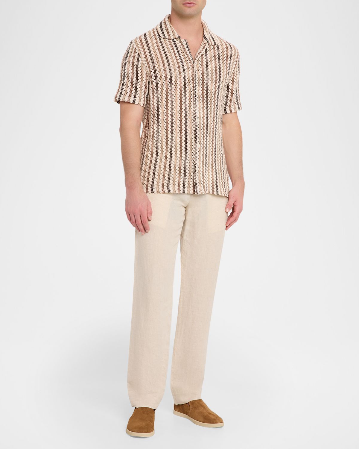 Vince Men 's Beach Stripe Italian Cotton-Blend Shirt