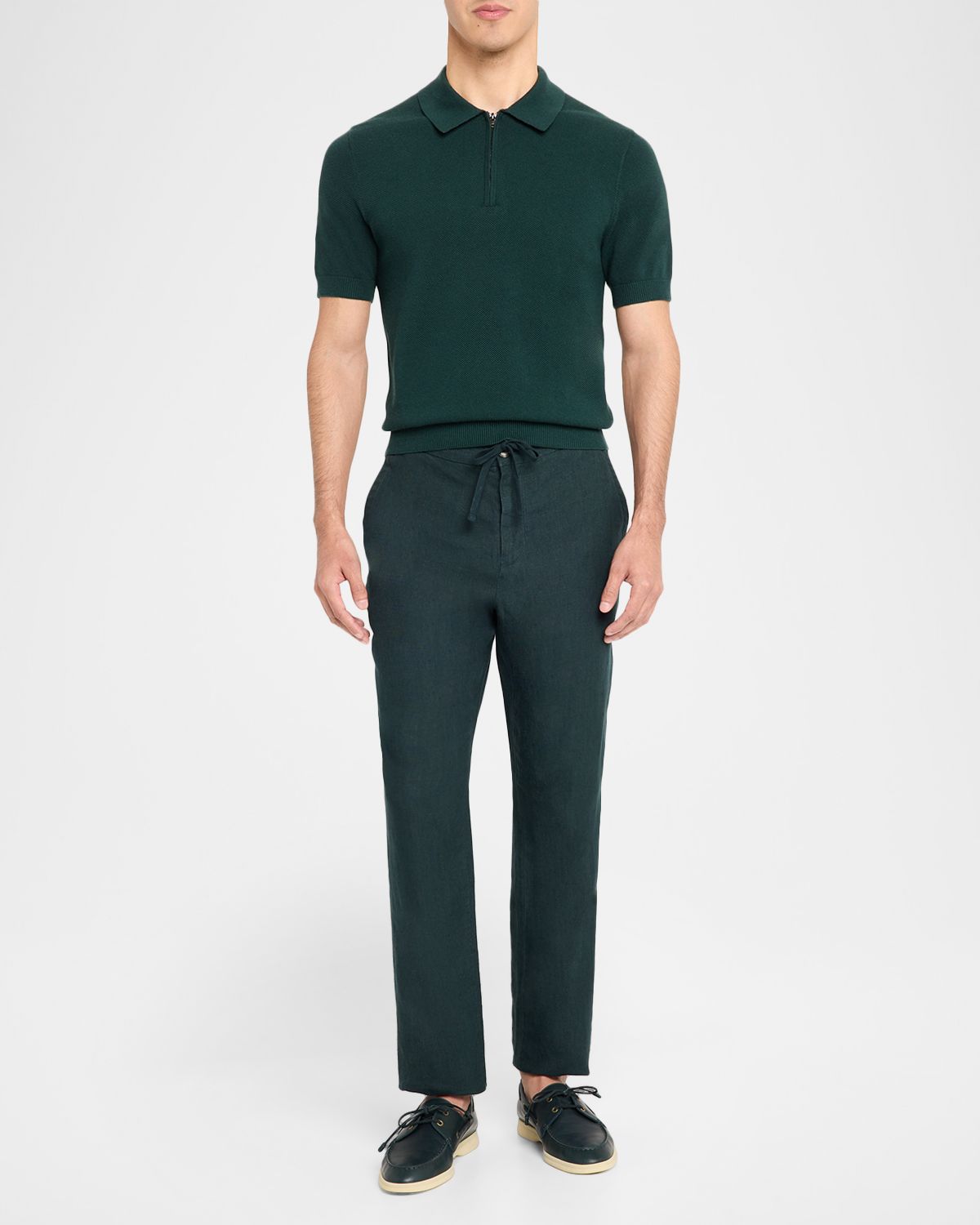 Vince Men 's Cotton and Cashmere Pique Half-Zip Polo Shirt