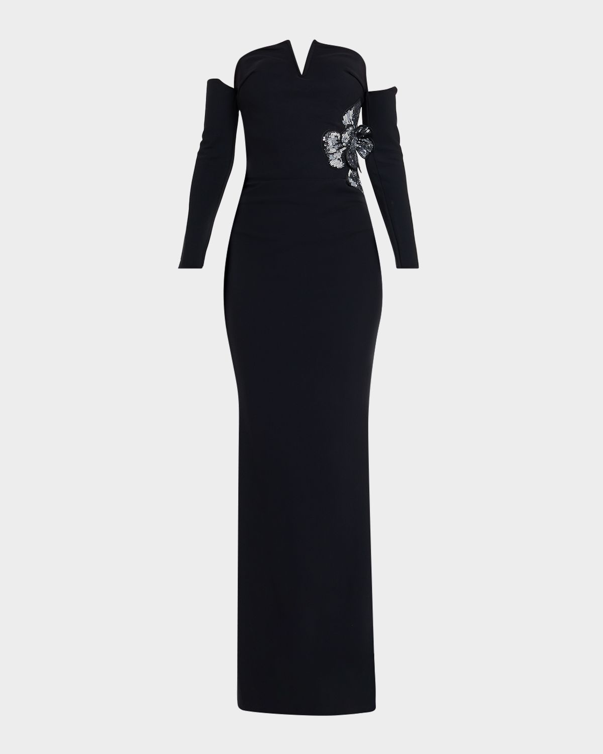 Chiara Boni La Petite Robe Zioni Off-Shoulder Sequin Flower Long Gown | Thumbnail 6 Chiara Boni La Petite Robe Zioni Off-Shoulder Sequin Flower Long Gown | Thumbnail 6