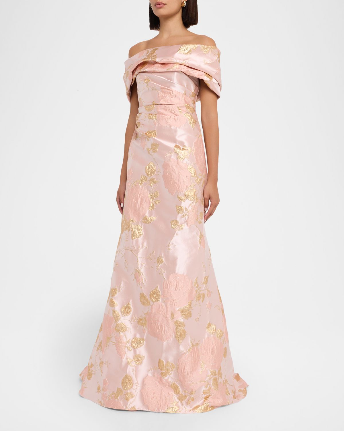 Pamella Roland Metallic Floral Jacquard Off-The-Shoulder Gown | Thumbnail 5