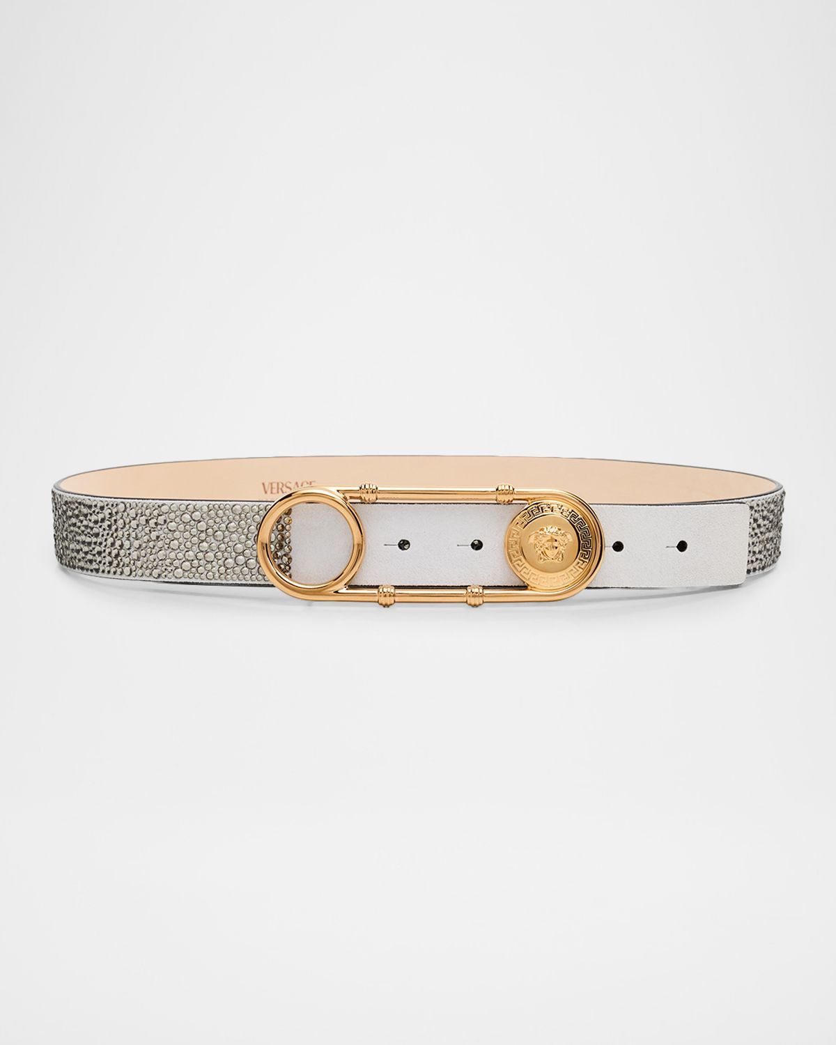 Versace Crystal Safety Pin Leather Belt