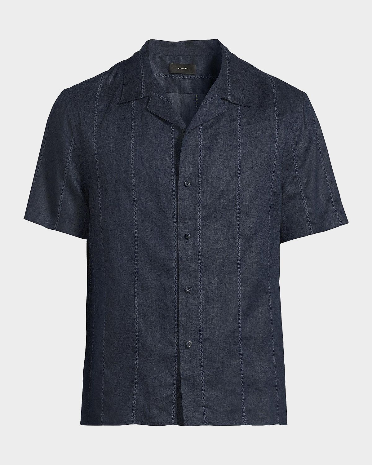 Vince Men 's Eyelet Stripe Linen Cabana Shirt