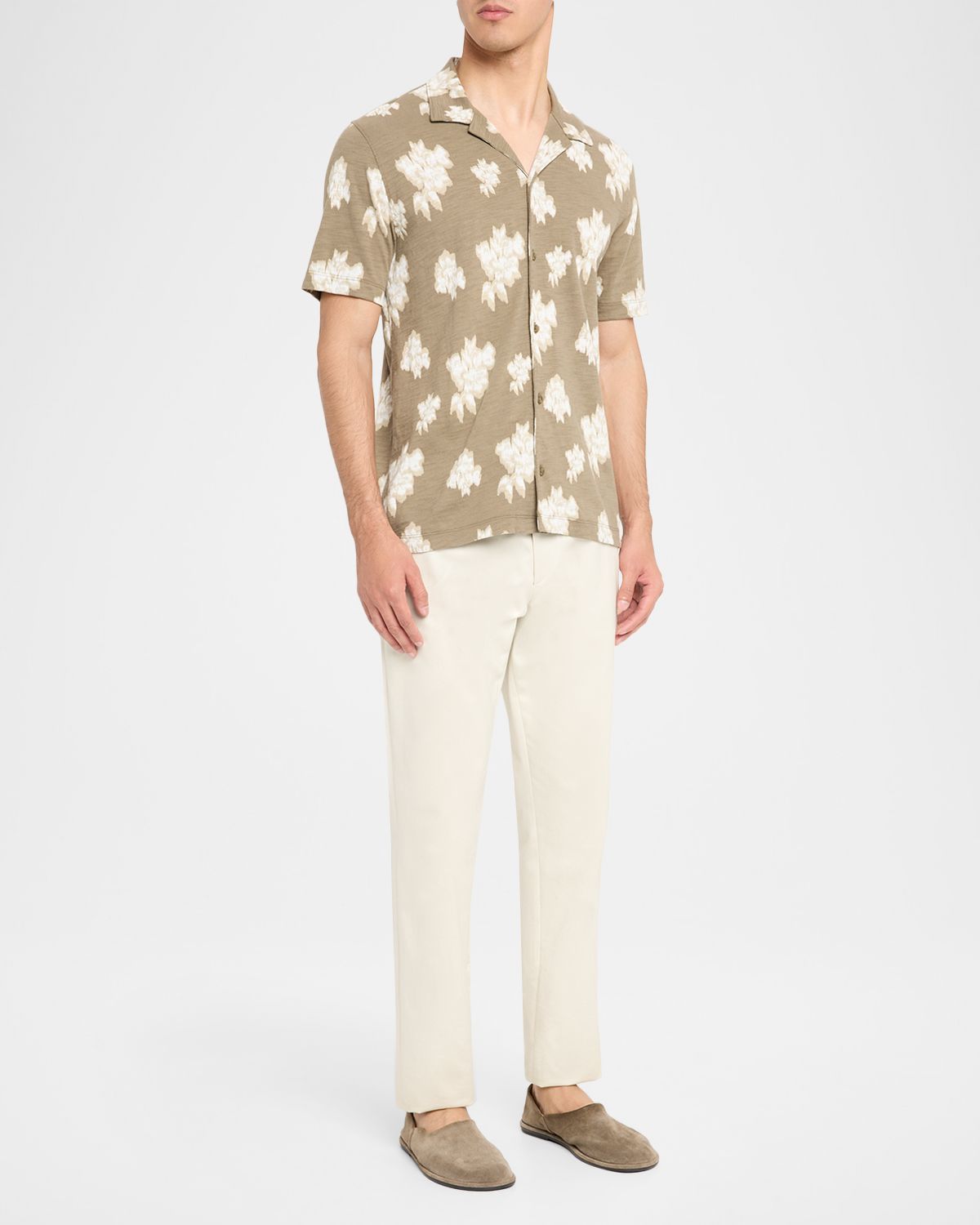 Vince Men 's Floral Slub Cotton Short-Sleeve Shirt