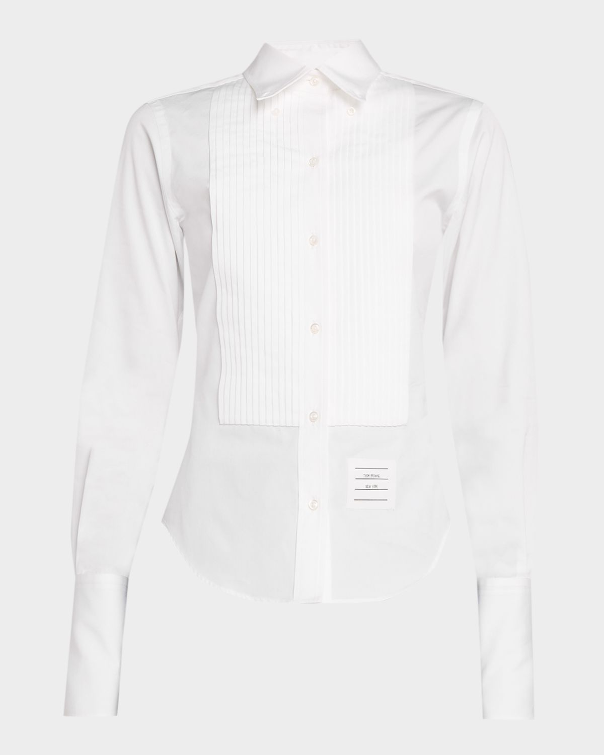 Thom Browne Plisse Bib Poplin Button-Down Shirt