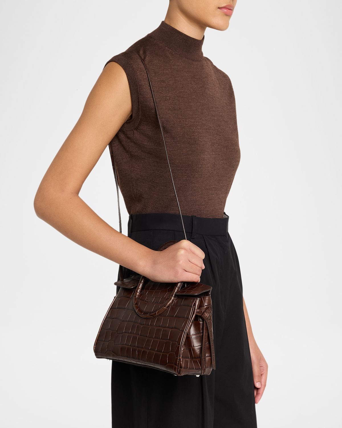 STAUD Maude Mini Croc-Embossed Leather Shoulder Bag | Thumbnail 6 STAUD Maude Mini Croc-Embossed Leather Shoulder Bag | Thumbnail 6