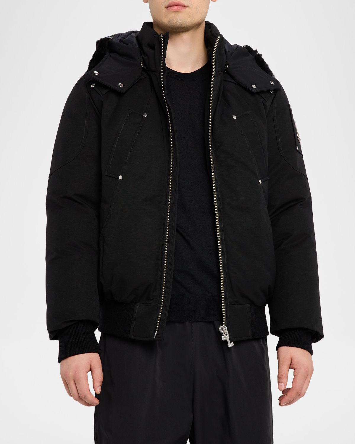 Moose Knuckles Men 's Original Ballist Shearling Trim Bomber Jacket | Thumbnail 4 Moose Knuckles Men 's Original Ballist Shearling Trim Bomber Jacket | Thumbnail 4